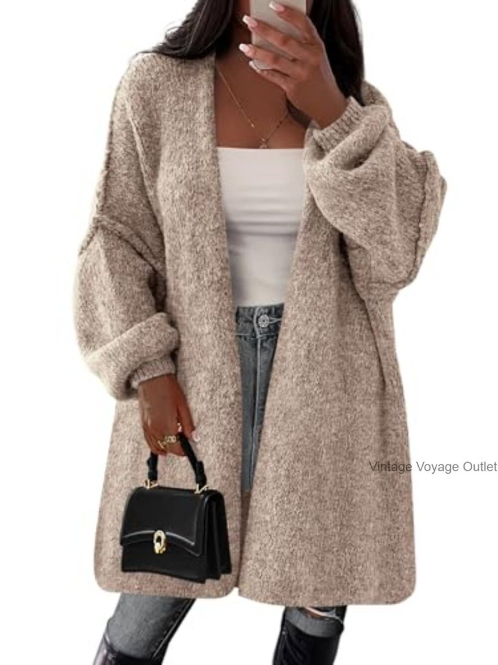 Oversized Long Cardigan Sweater Ribbed Knit Open Front Cozy Fall